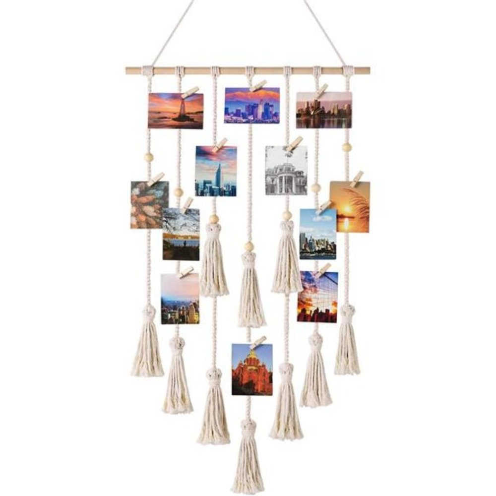 Hanging Photo Display Macrame Wall Hanging Boho Room Home Decor Teen Girl Womens